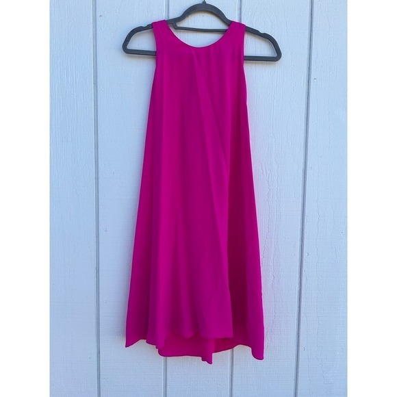 NWT Cynthia‎ Rowley Hot Pink Silk Shift Short Dress with T Back sz 10 - Picture 1 of 7